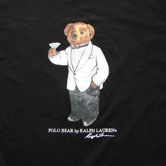 Polo Ralph Lauren Black Tee Shirt Tuxedo Martini Bear Size XL - Picture 9 of 13
